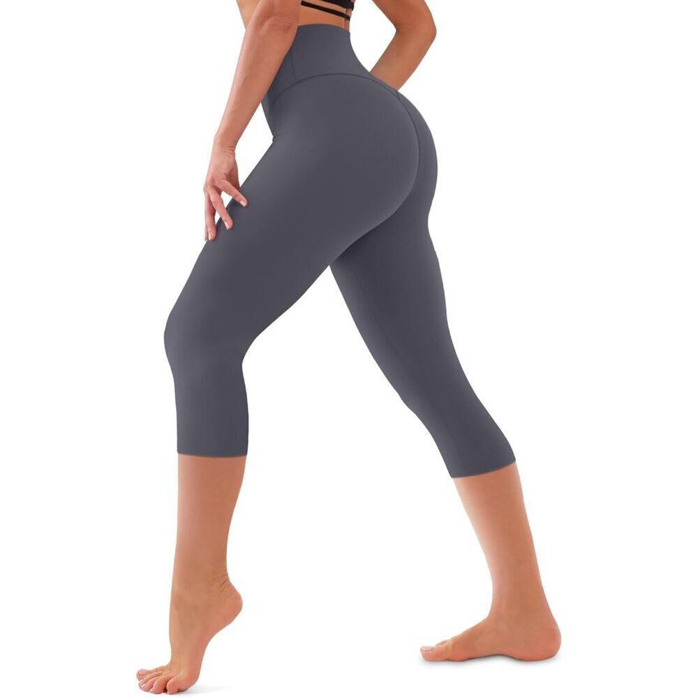Women's Capri Grey Tummy Control Through Workout Soft Yoga High Waisted Legging